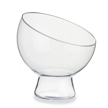 Jarron cristal esfera con pie diam 22 x 22 cm