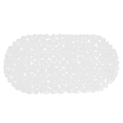 Alfombra de baño de pvc con guijarros 68x35cm blanco
