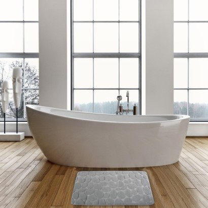 Alfombra de baño gris guijarro 40 x 60 cm