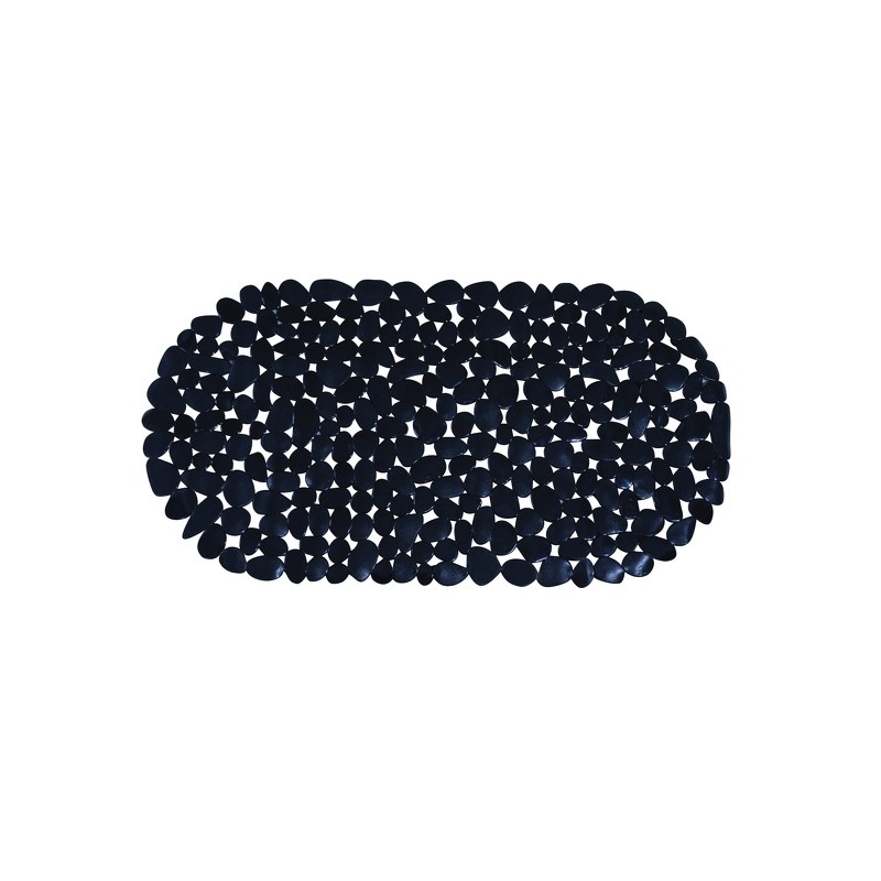 Alfombra de baño de pvc con guijarros negra 99 x39 cm