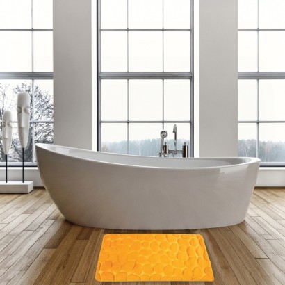 Alfombra de baño de espuma de guijarros azafrán 40 x 60 cm