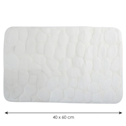 "alfombra de baño espuma ""piedras"" blanco 40x60c