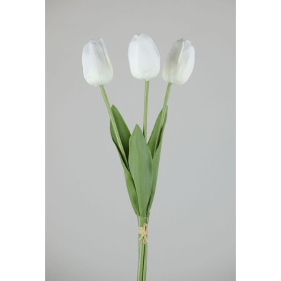 Tulipan natural x 3 52x10 cm blanco
