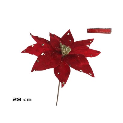 Flor roja 6 hojas 28x15cm