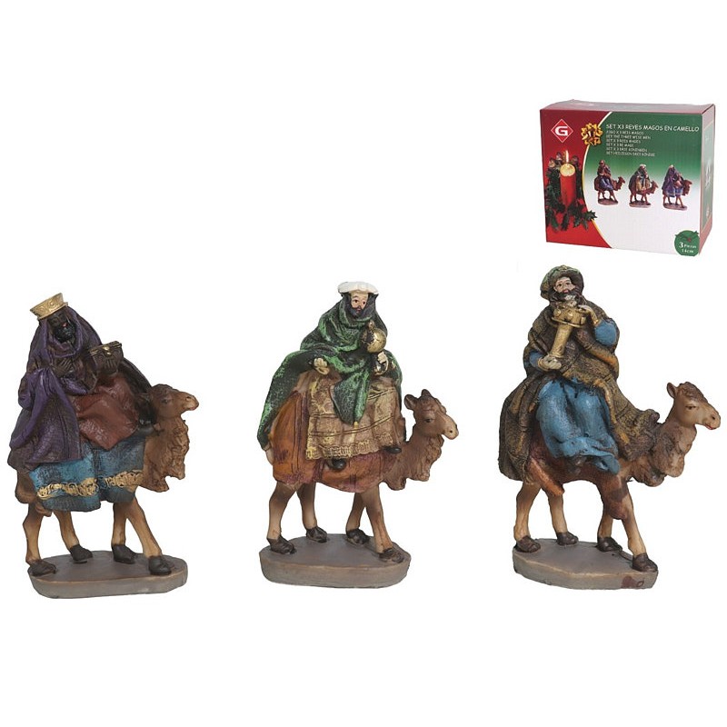 Set x3 reyes magos en camello 14cm
