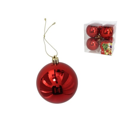 Caja 8 bolas de navidad brillo rojo 7cm