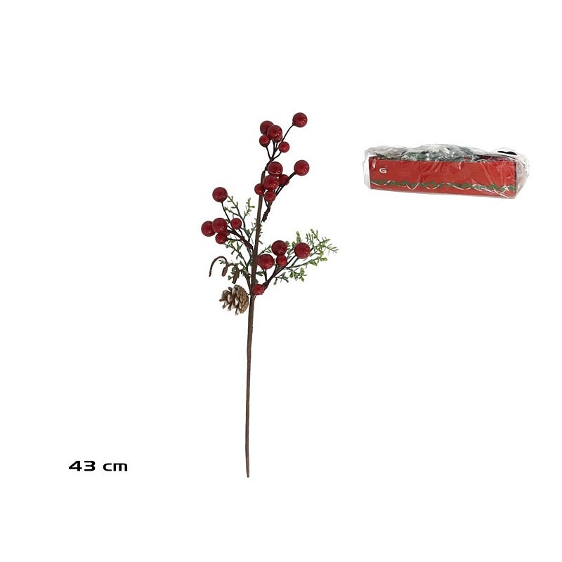Pick bayas rojas c/piÃ?a 43cm