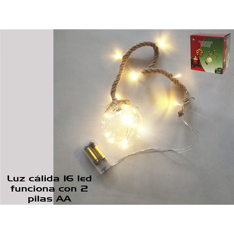 Bola 16led blan. cuerda colg 12cm/1mt