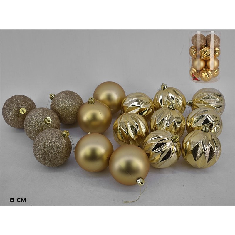 Bote bola navidad niza x16 oro 8cm surti