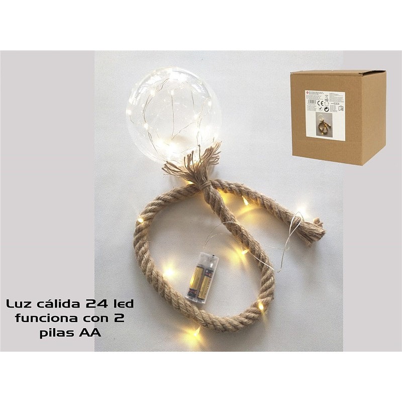 Bola 15cm con cuerda 1mt 24 led cÃŒlidos