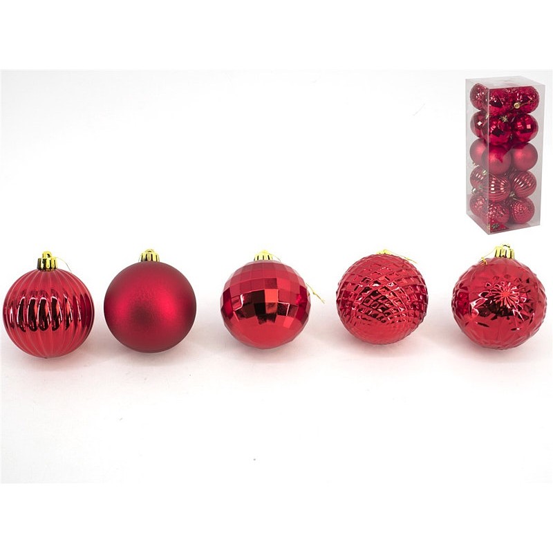 Set 20 bolas de navidad 7cm rojo