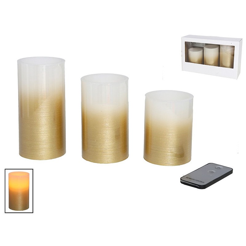 Set 3 velas oro 1 led mando a distancia