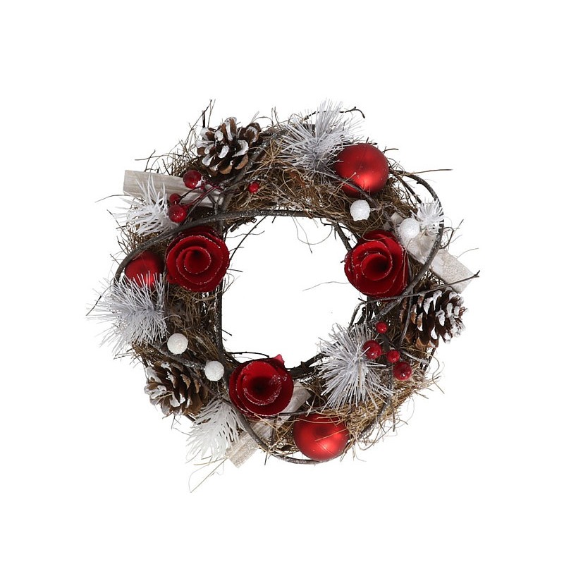 Corona navidad rosas rojas 24cm