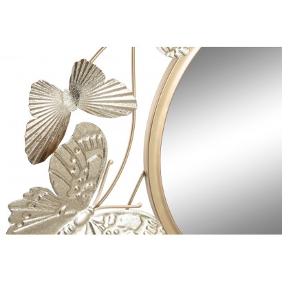 Espejo Círculo mariposas metal