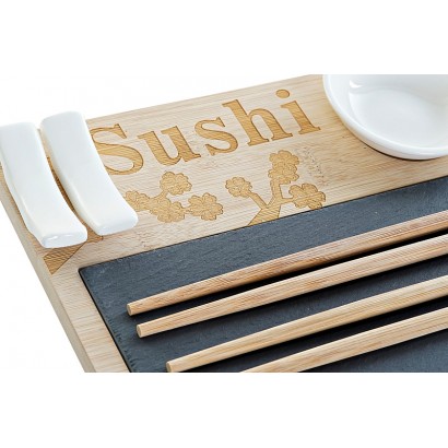 Sushi set 9 bambu pizarra 28,5x18,5x2,6cm natural