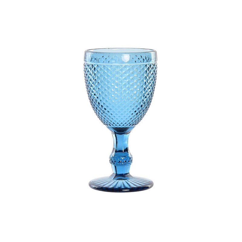 Copa cristal 8,7x8,7x17cm 325ml, grabado azul