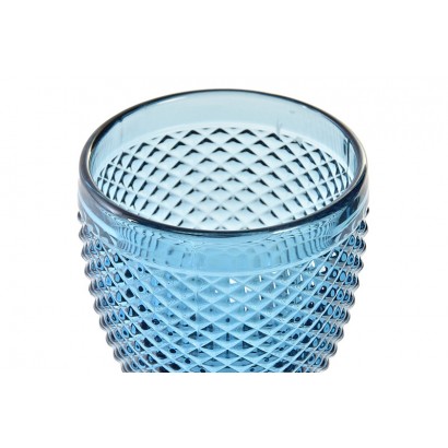 Copa cristal 8,7x8,7x17cm 325ml, grabado azul