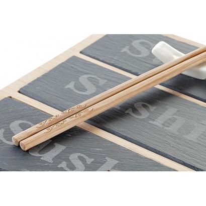 Sushi set 7 bambu pizarra 25x19x3cm natural