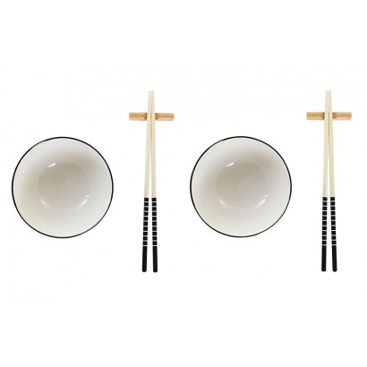 Sushi set 6 bambu gres 30x21x3cm blanco